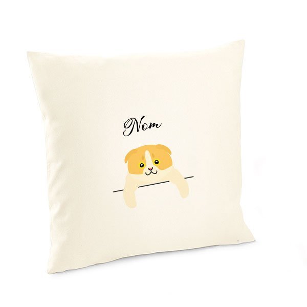 Housse-de-coussin-chat-européen-bicolore-blanc-et-jaune