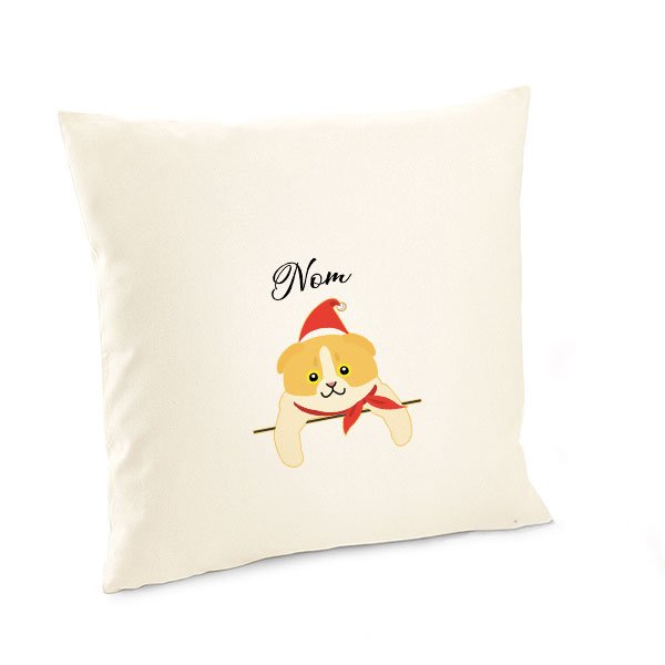 Housse-de-coussin-noel-chat-européen-bicolore-blanc-et-jaune