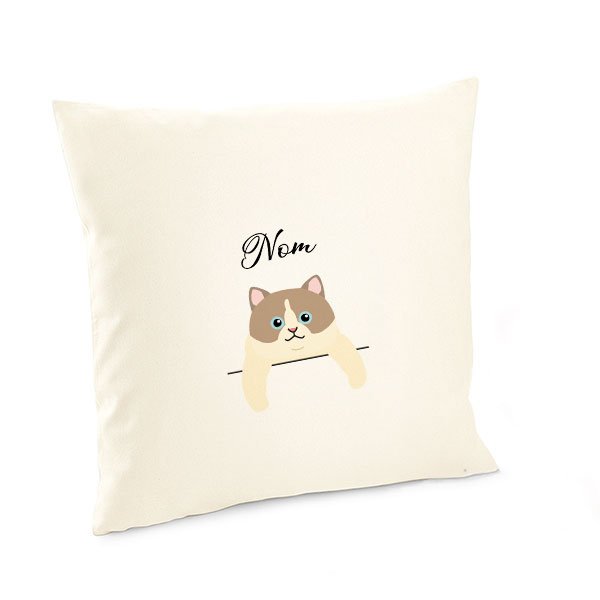 Housse-de-coussin-chat-européen-bicolore-blanc-marron