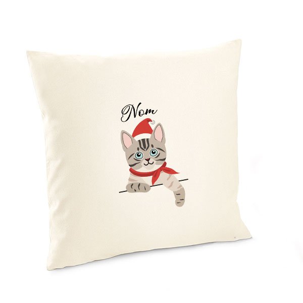 Housse-de-coussin-noel-chat-européen-tigré-blanc-et-gris