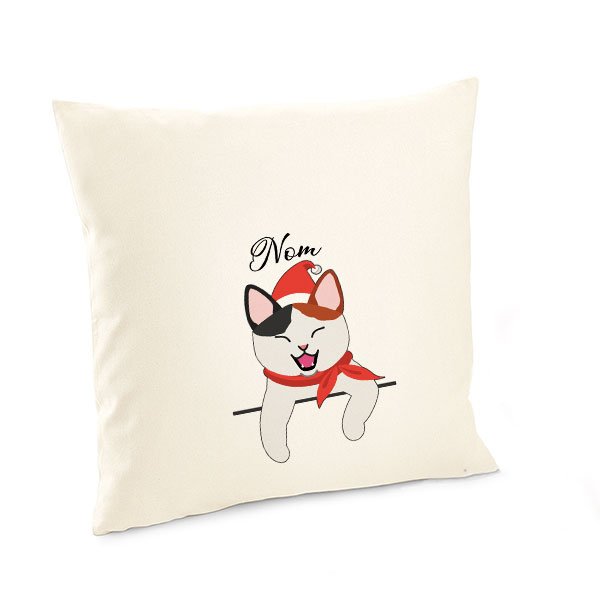 Housse-de-coussin-noel-chat-européen-tricolore-calicot