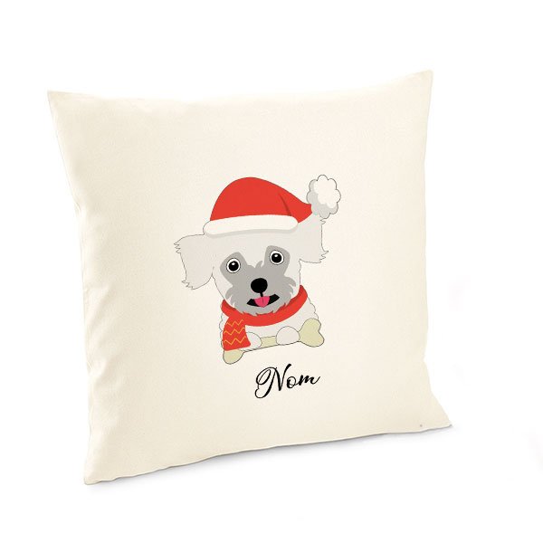 Housse-de-coussin-noel-chien-bichon