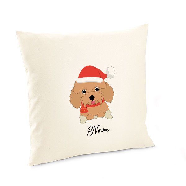 Housse-de-coussin-noel-chien-caniche-abricot