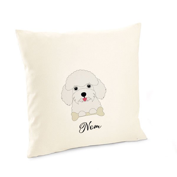 Housse-de-coussin-chien-caniche-blanc
