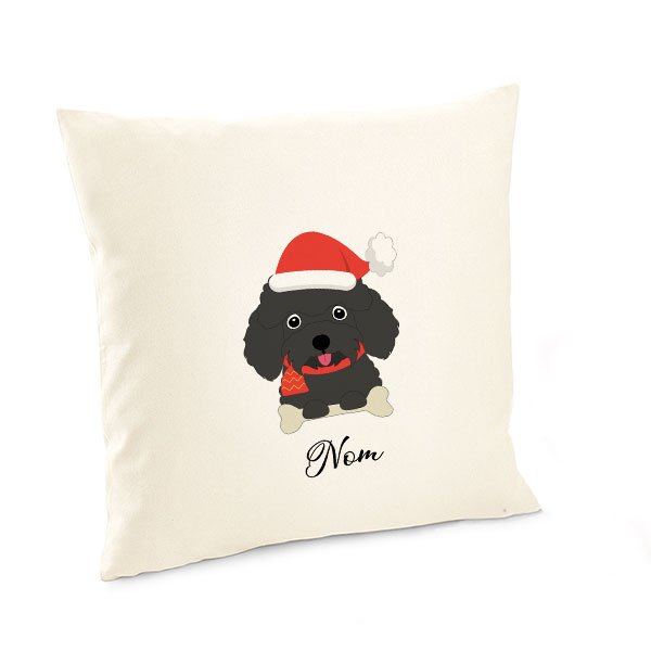Housse-de-coussin-noel-chien-caniche-noir