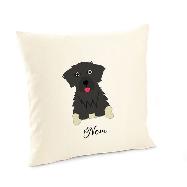 Housse-de-coussin-chien-flat-coated-retriever