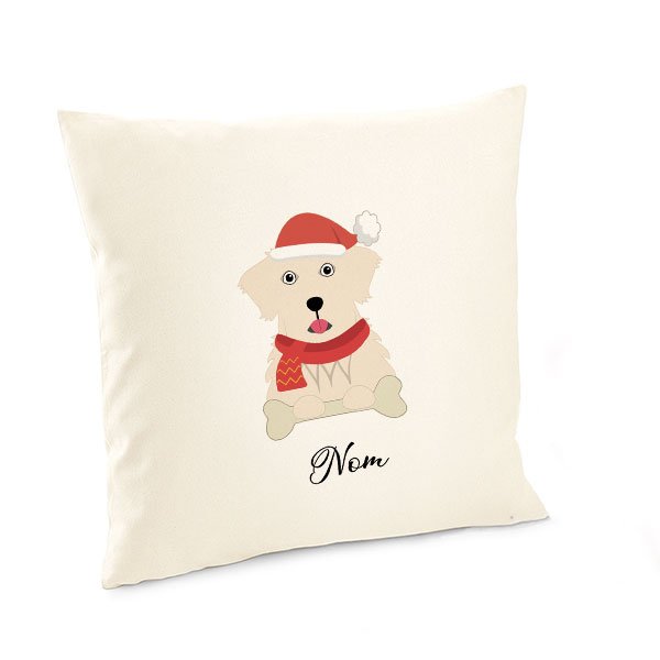 Housse-de-coussin-noel-chien-golden-retriever-blanc