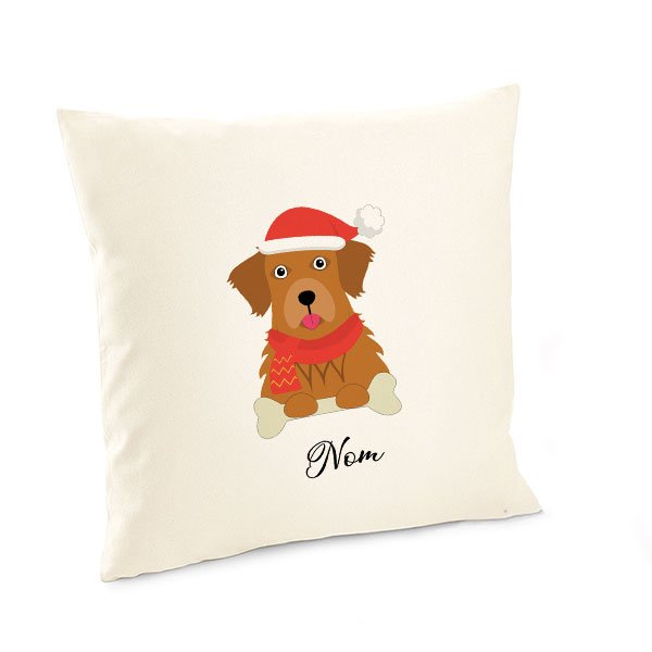 Housse-de-coussin-noel-chien-golden-retriever-doré-foncé