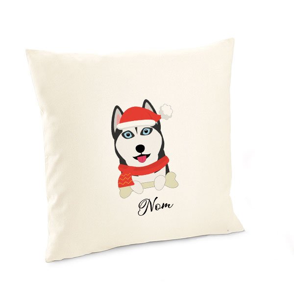 Housse-de-coussin-noel-chien-husky-noir-et-blanc