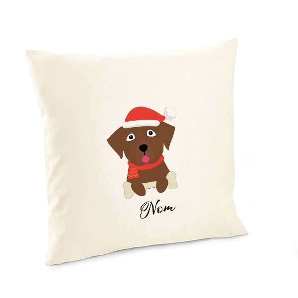 Housse-de-coussin-noel-chien-labrador-chocolat