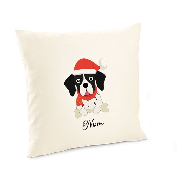 Housse-de-coussin-noel-chien-pointer-anglais-noir-et-blanc