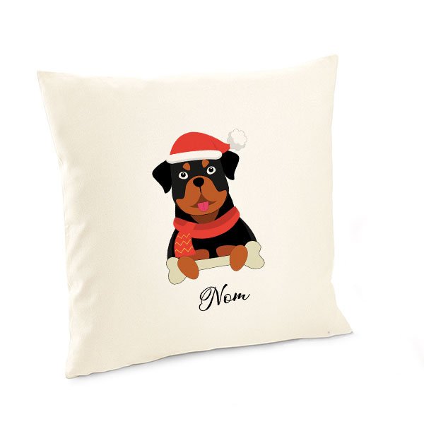 Housse-de-coussin-noel-chien-rottweiler