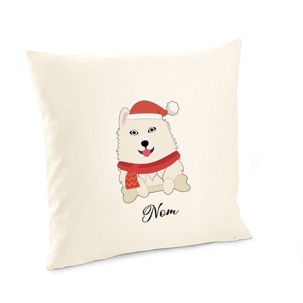 Housse-de-coussin-noel-chien-samoyede