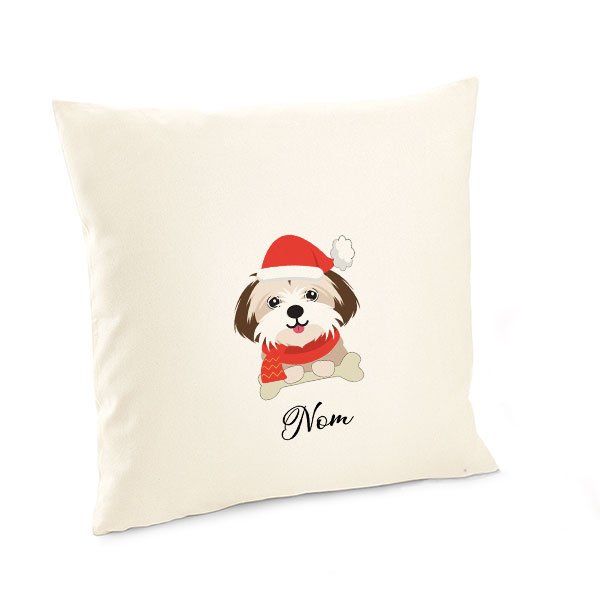 Housse-de-coussin-noel-chien-shih-tzu