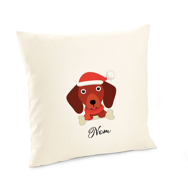 Housse-de-coussin-noel-chien-teckel-fauve