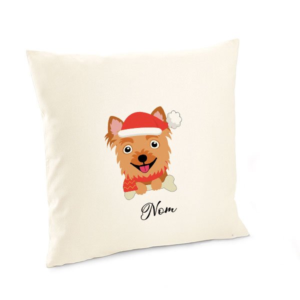 Housse-de-coussin-noel-chien-yorkshire