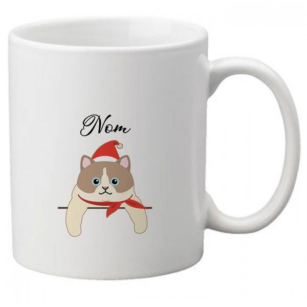 Mug-chat-noel-européen-bicolore-blanc-et-marron