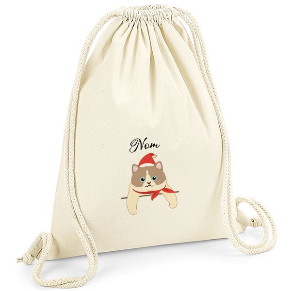 Sac-de-gym-chat-noel-européen-bicolore-blanc-et-marron