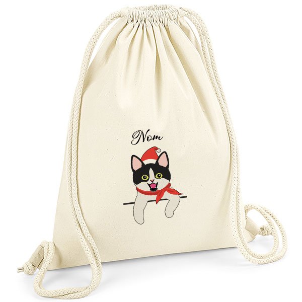 Sac-de-gym-chat-noel-européen-bicolore-noir-et-blanc
