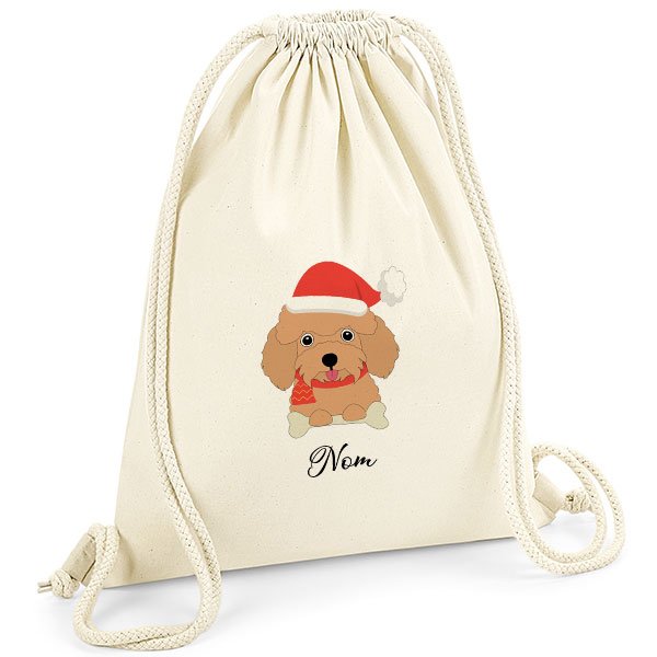 Sac-de-gym-noel-chien-caniche-abricot