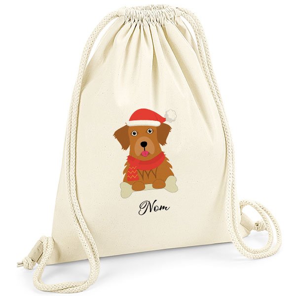 Sac-de-gym-noel-chien-golden-retriever-doré-foncé