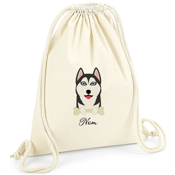 Sac-de-gym-chien-husky-noir-et-blanc