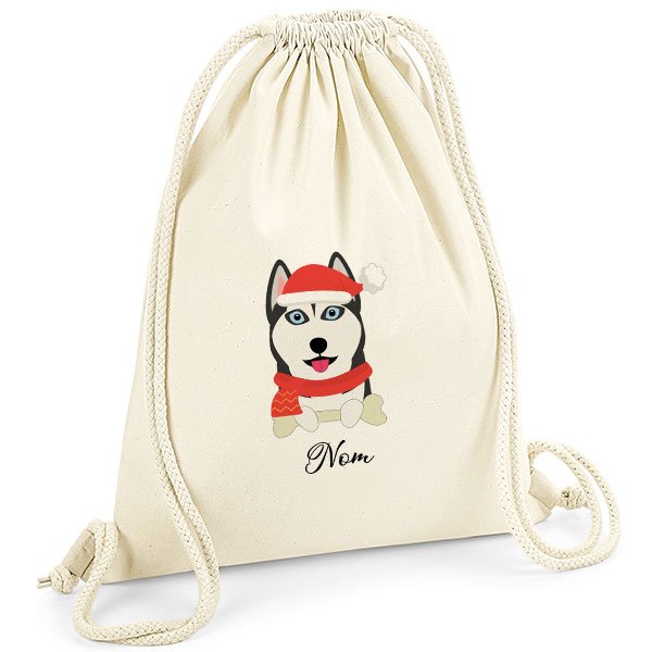 Sac-de-gym-noel-chien-husky-noir-et-blanc