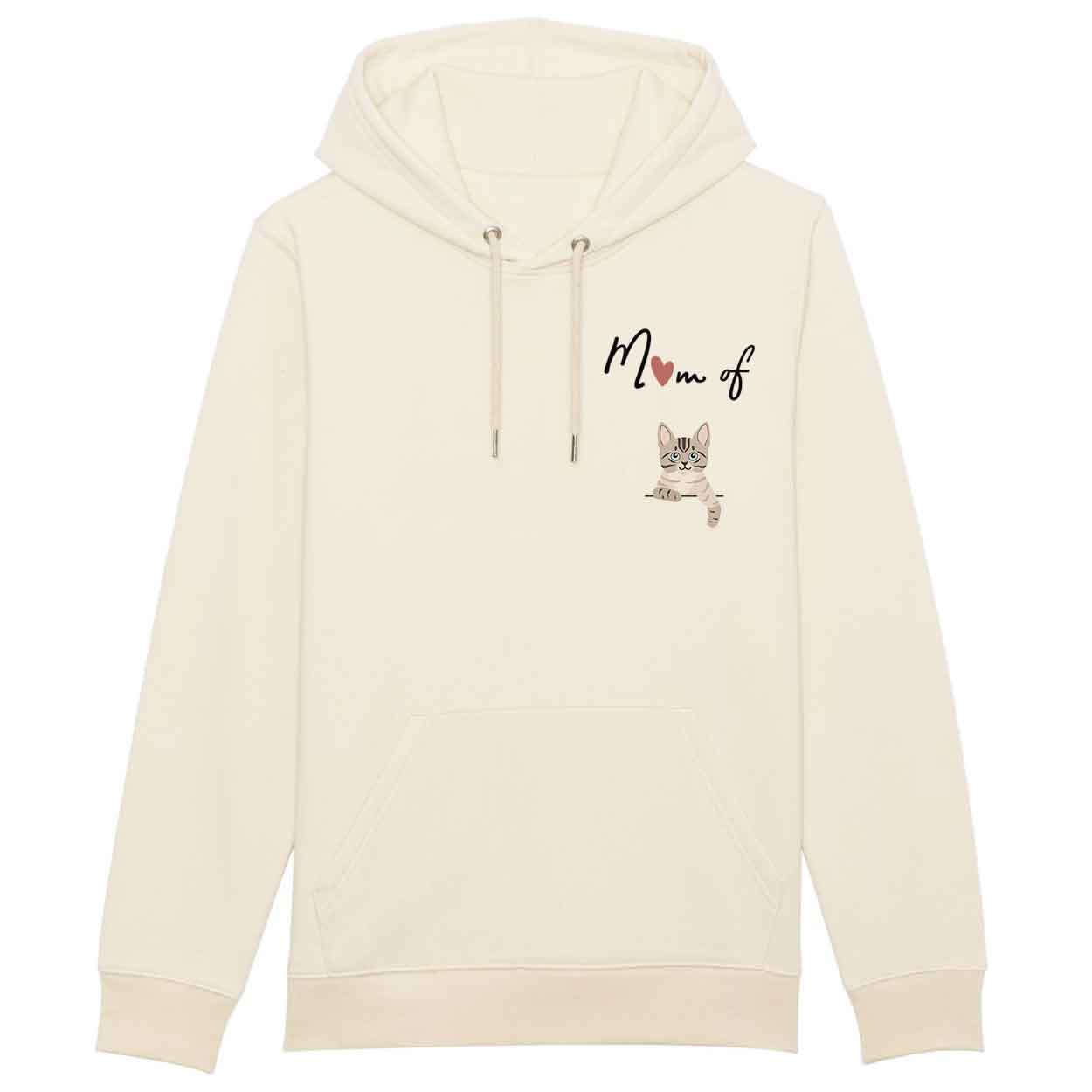 Hoodie mom of cat-zebré-gris et blanc