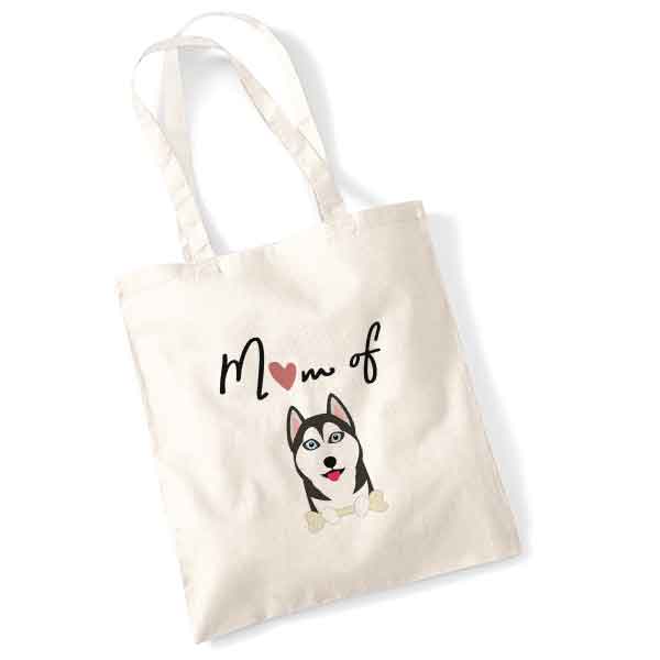 tote bag-mom-of-dog-husky-noir-et-blanc