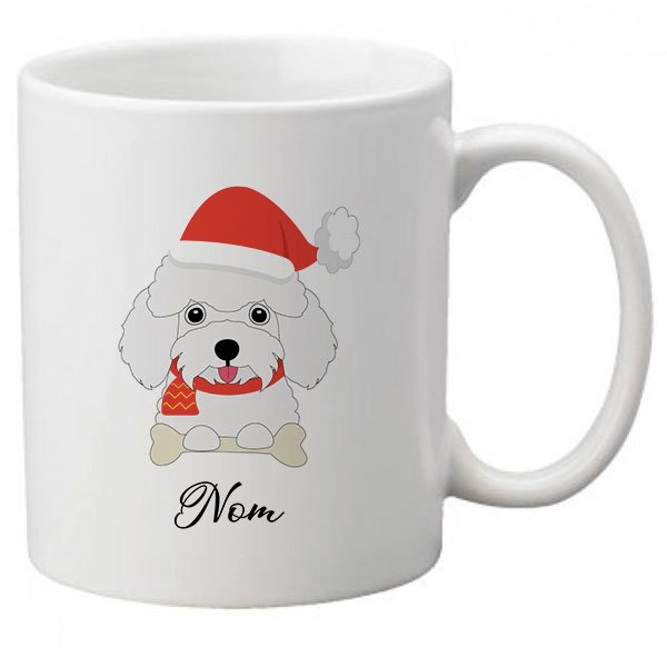 mug-chien-noel-caniche-blanc