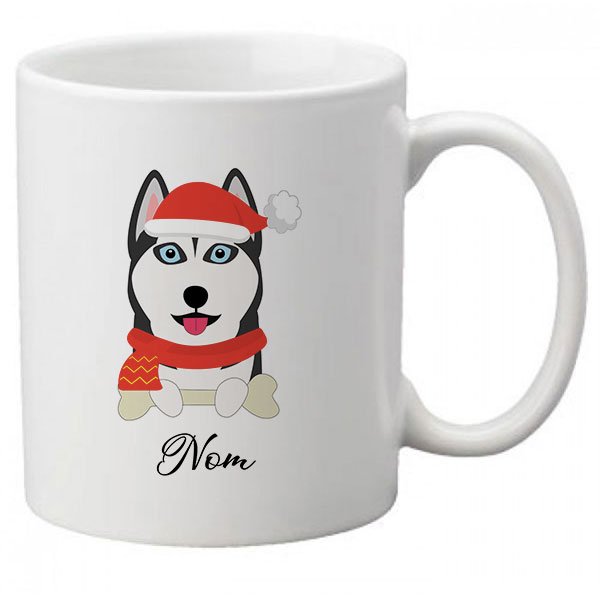 mug-chien-noel-husky-noir-et-blanc