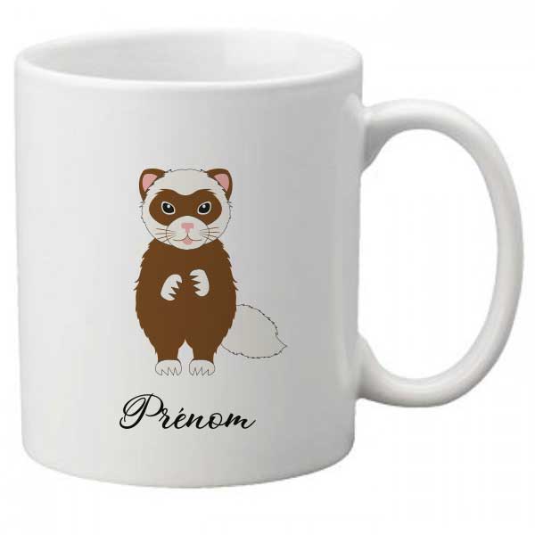 mug-personnalise-furet-brun-blanc