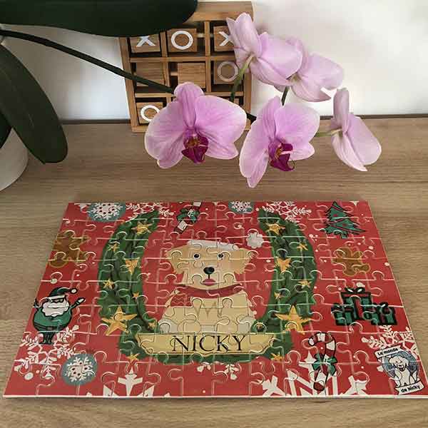 puzzle noel chien rouge