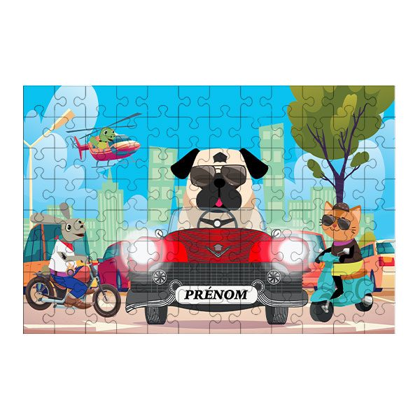 Puzzle chien Voiture