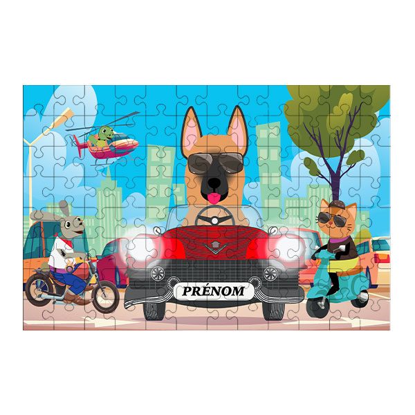 Puzzle chien Voiture