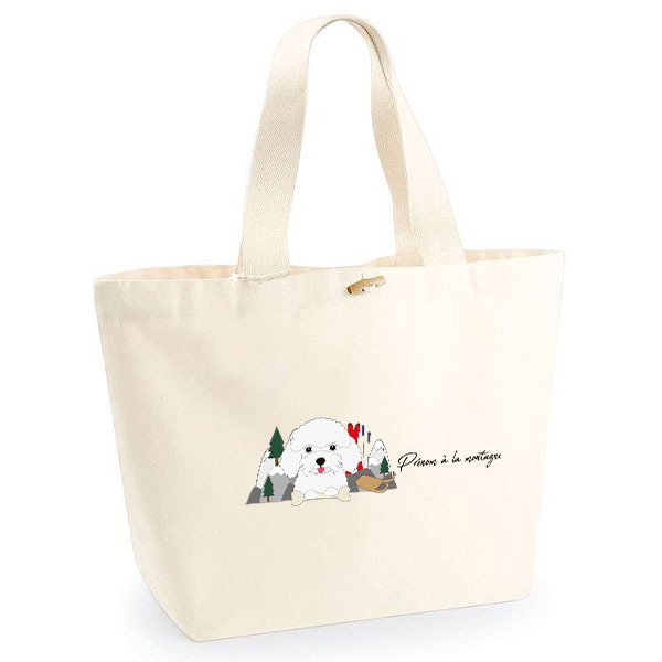 sac-de-montagne-chien-caniche-blanc
