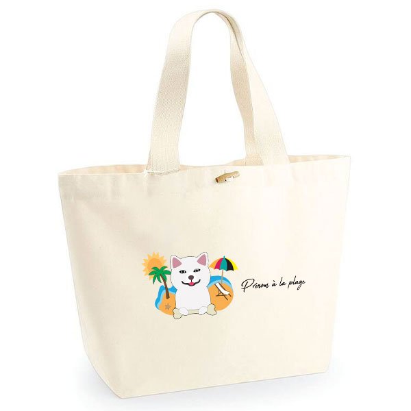 sac-de-plage-Akita-inu-blanc