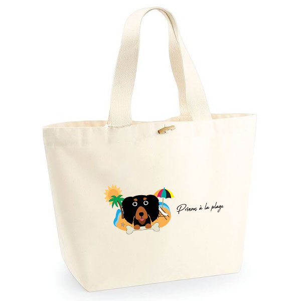 sac-de-plage-Teckel-noir-et-fauve-poil-long