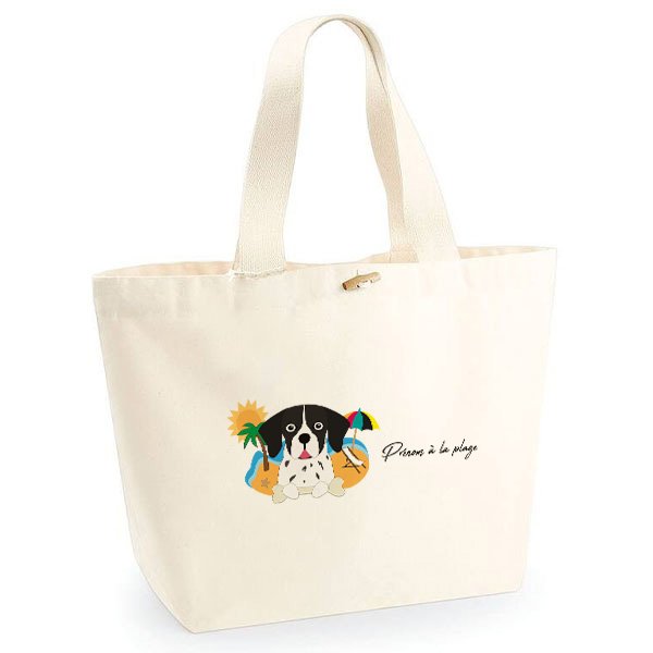 sac-de-plage-chien-Pointer-Anglais-noir-et-blanc