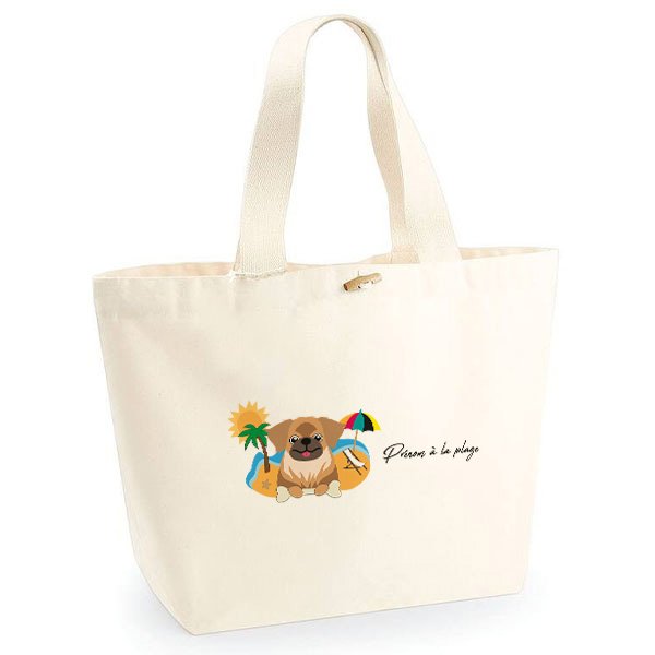 sac-de-plage-chien-epagneul-tibetain