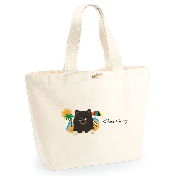 sac-de-plage-chien-spitz-noir