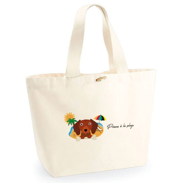 sac-de-plage-chien-teckel-fauve