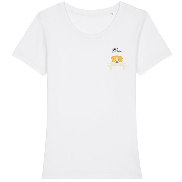 tee-shirt-chat-européen-bicolore-blanc-et-jaune-femme
