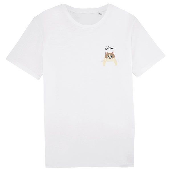tee-shirt-chat-européen-bicolore-blanc-marron-homme