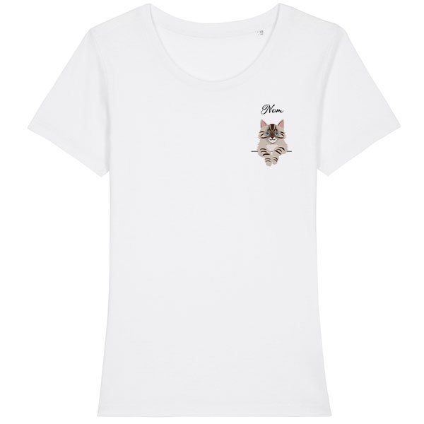 tee-shirt-chat-européen-tigré-marron-femme