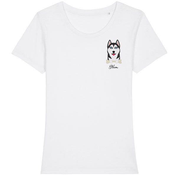 tee-shirt-chien-husky-noir-et-blanc-femme
