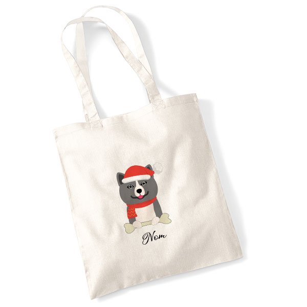 tote-bag-chien-noel-akita-inu-bringe