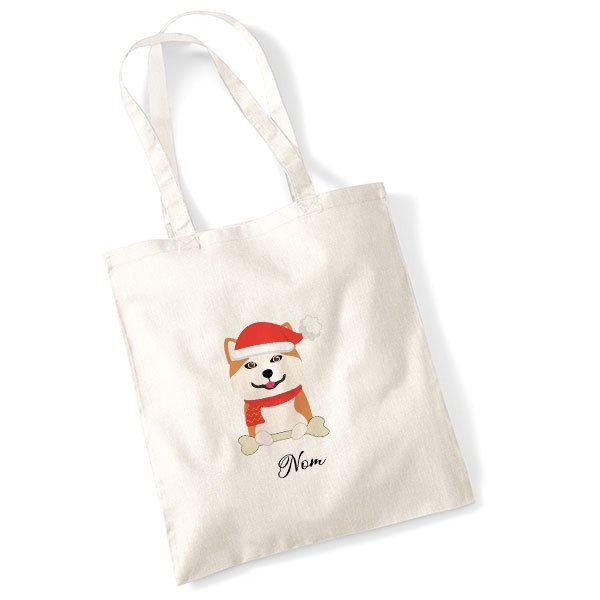 tote-bag-chien-noel-akita-inu-roux