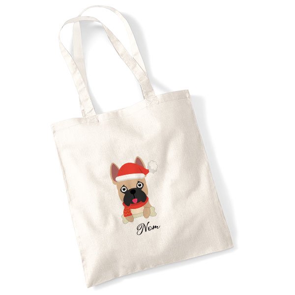 tote-bag-chien-noel-bouledogue-francais-marron