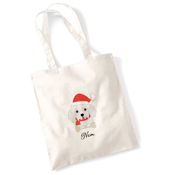 tote-bag-chien-noel-caniche-blanc